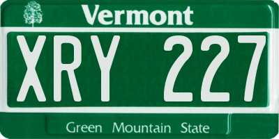 VT license plate XRY227