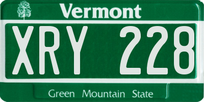 VT license plate XRY228