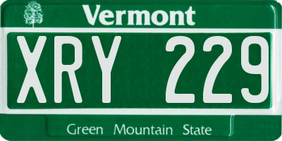 VT license plate XRY229
