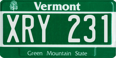 VT license plate XRY231