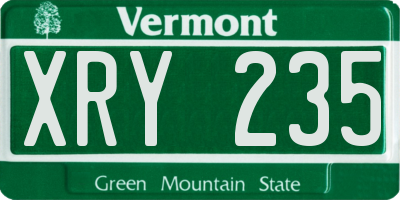 VT license plate XRY235