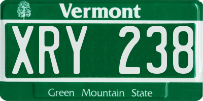 VT license plate XRY238