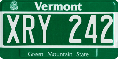 VT license plate XRY242