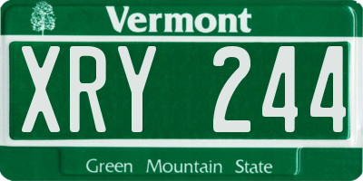 VT license plate XRY244