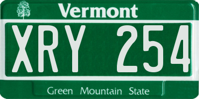 VT license plate XRY254
