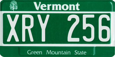 VT license plate XRY256