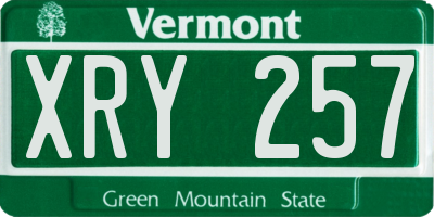 VT license plate XRY257