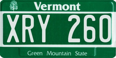 VT license plate XRY260