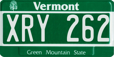 VT license plate XRY262