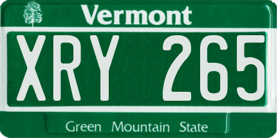 VT license plate XRY265