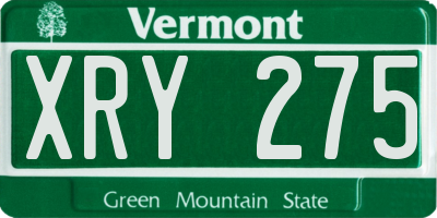VT license plate XRY275