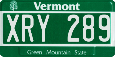 VT license plate XRY289