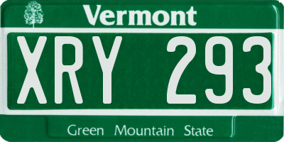 VT license plate XRY293
