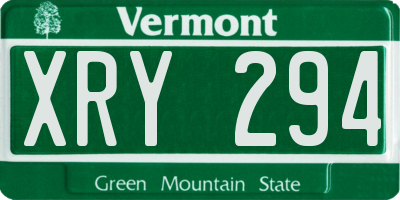 VT license plate XRY294