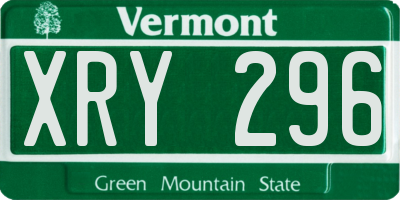 VT license plate XRY296