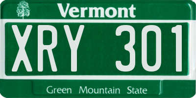 VT license plate XRY301