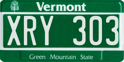VT license plate XRY303