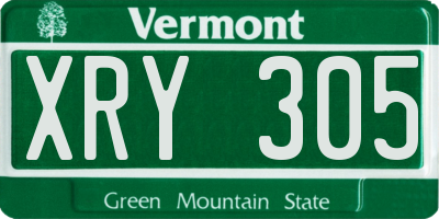 VT license plate XRY305