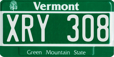 VT license plate XRY308