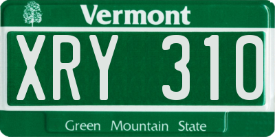 VT license plate XRY310