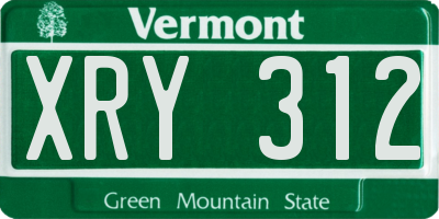 VT license plate XRY312