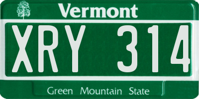 VT license plate XRY314