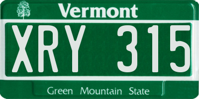 VT license plate XRY315