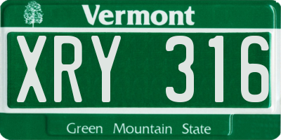 VT license plate XRY316