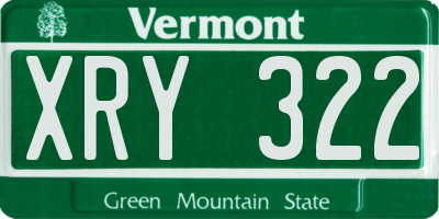 VT license plate XRY322