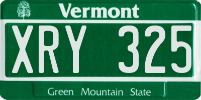 VT license plate XRY325