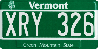 VT license plate XRY326