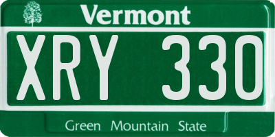 VT license plate XRY330