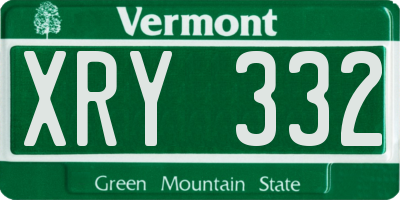 VT license plate XRY332