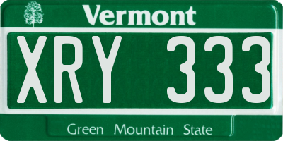 VT license plate XRY333