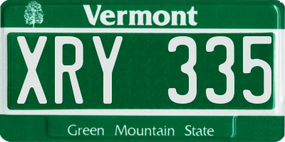 VT license plate XRY335