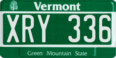 VT license plate XRY336