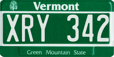 VT license plate XRY342