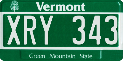 VT license plate XRY343