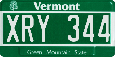 VT license plate XRY344