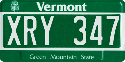 VT license plate XRY347