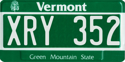 VT license plate XRY352