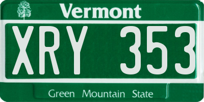 VT license plate XRY353