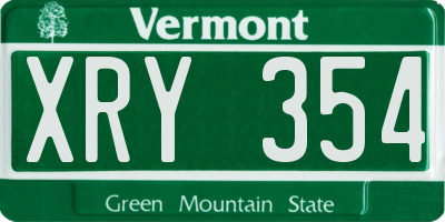 VT license plate XRY354