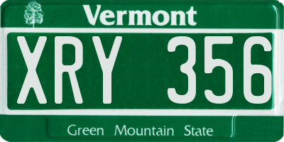 VT license plate XRY356
