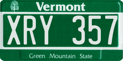 VT license plate XRY357