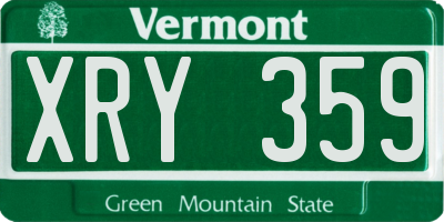 VT license plate XRY359