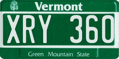 VT license plate XRY360