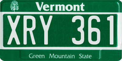VT license plate XRY361