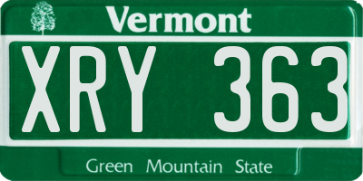 VT license plate XRY363