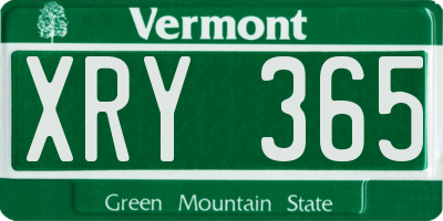 VT license plate XRY365